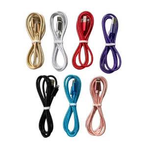 A bunch of nylon braided rope lightning to USB cables in different colors