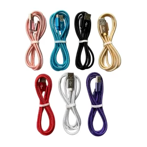 A bunch of braided rope micro to USB cable in different colors