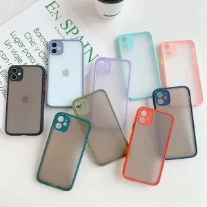 9 contrast matte phone cases in different colors sitting on a surface