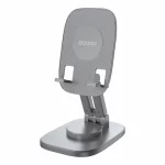 A dark grey foldable and extendable desktop phone holder