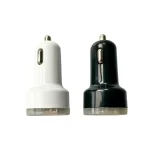 2 dual USB car chargers, white and black