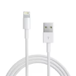 A white lightning to USB cable