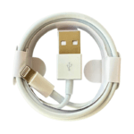 A white Lightning to USB cable circle wrap