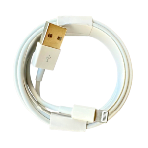 A white 6 feet lightning to USB cable circle wrap