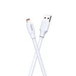 A white fast lightning to USB charging cable