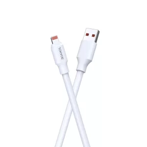 A white fast lightning to USB charging cable