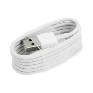 A white lightning to USB cable oval wrap