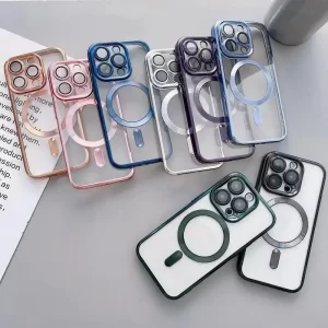 8 magnetic Magsafe Phone cases with different colors on a lying on a surface