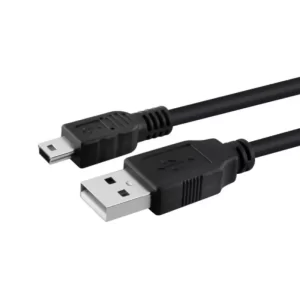 A black mini USB cable