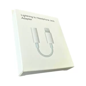 A white lightning to Aux adapter packaging