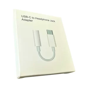 A white type-C to Aux adopter packaging