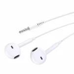 A white wired earphone with 3.5 mm jack