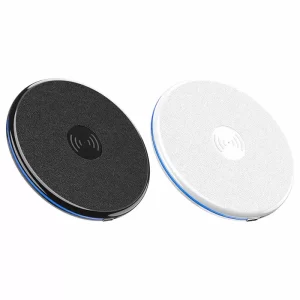 2 round wireless chargers black and white