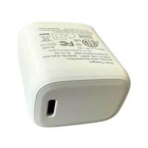 A white type-c wall charger