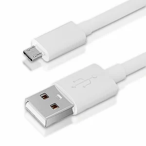 A white micro to USB cable 3 feet