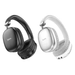 Two wireless headphones in black and white colours beside each other