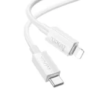 A white type-c to lightning cable with hoco brand logo on it