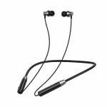 A black magnetic neckband Bluetooth earphone