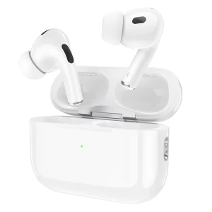 A pair of Airpods Pro 2nd Gen with its charging base